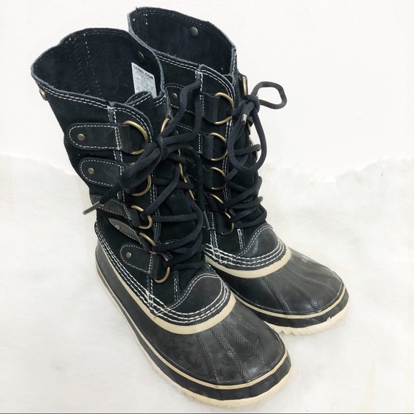 Sorel Shoes - Sorel Joan Of Arctic Black Quarry Lace Up Moto Boots